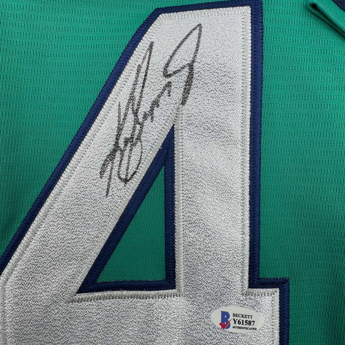 Autographed/Signed Ken Griffey Jr. Seattle Teal Baseball Jersey Beckett BAS COA