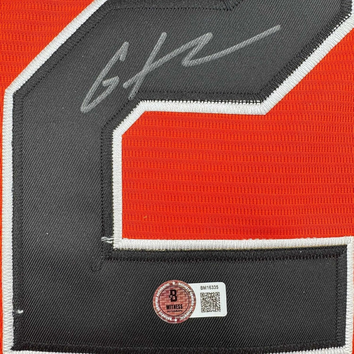 Framed Autographed/Signed Gunnar Henderson 35x39 Baltimore Orange Baseball Jersey Beckett BAS COA