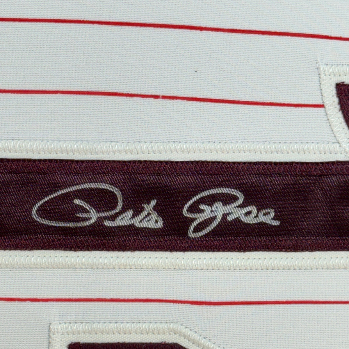Framed Autographed/Signed Pete Rose Philadelphia 35x39 Pinstripe Baseball Jersey JSA COA