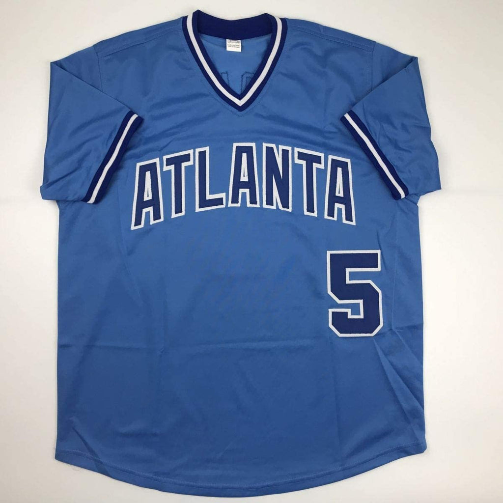 Autographed/Signed Bob Horner Atlanta Light Blue Baseball Jersey JSA COA