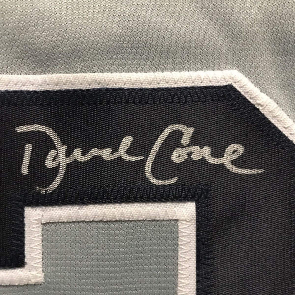 Framed Autographed/Signed David Cone 35x39 New York Grey Baseball Jersey JSA COA