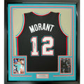 Framed Autographed/Signed Ja Morant 35x39 Memphis Black Basketball Jersey JSA COA