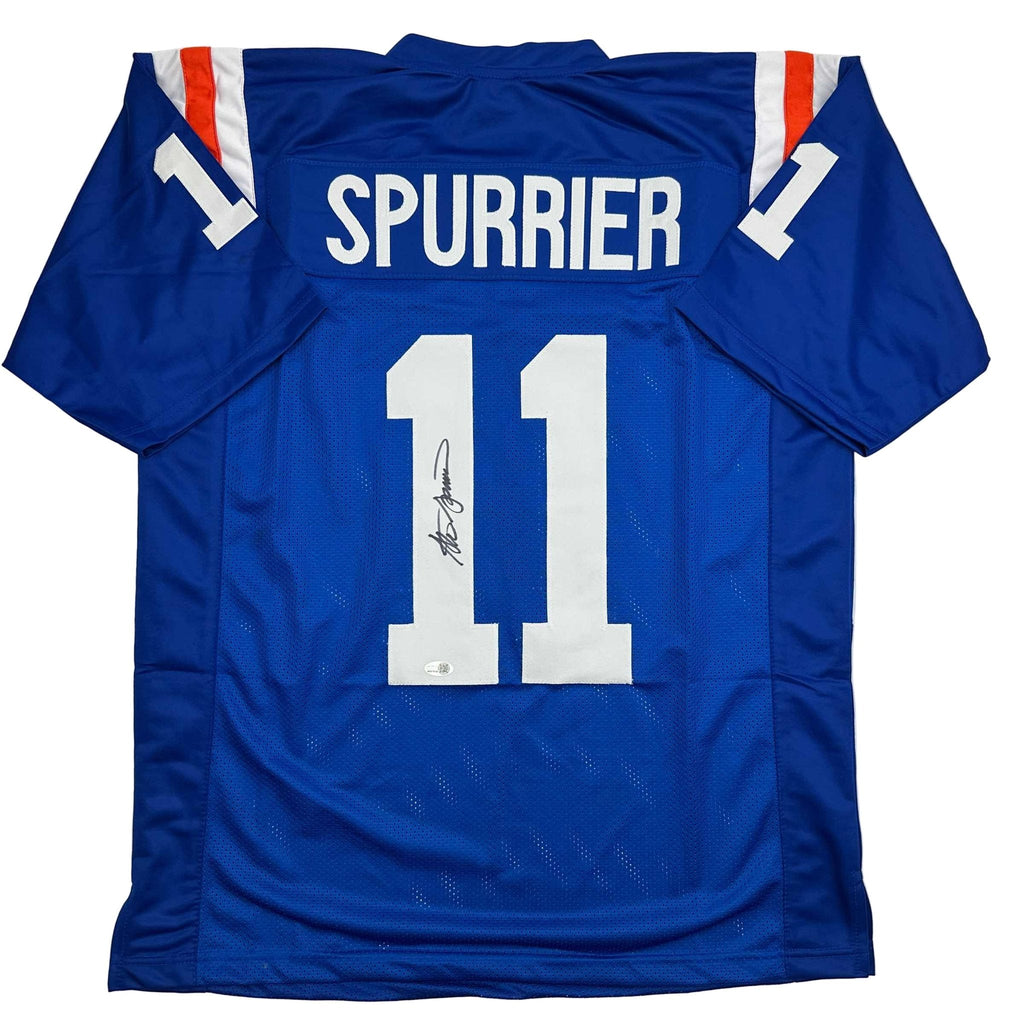 Autographed/Signed Steve Spurrier Florida Blue College Football Jersey JSA COA