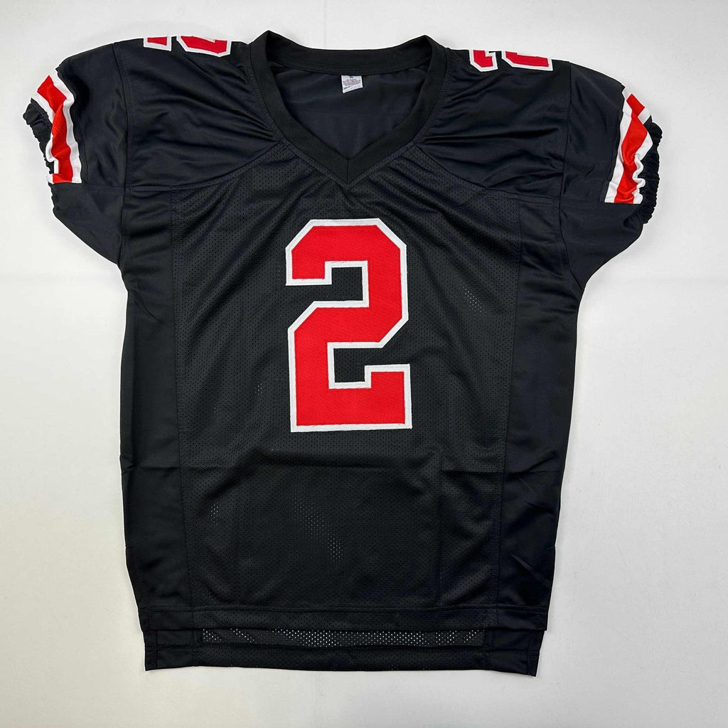 Autographed/Signed Chris Olave Ohio State Black College Football Jersey JSA COA