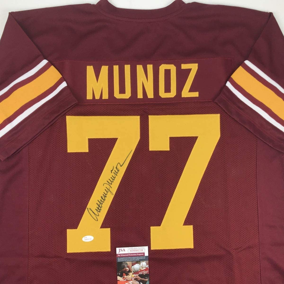 Autographed/Signed Anthony Munoz USC Maroon College Football Jersey JSA COA