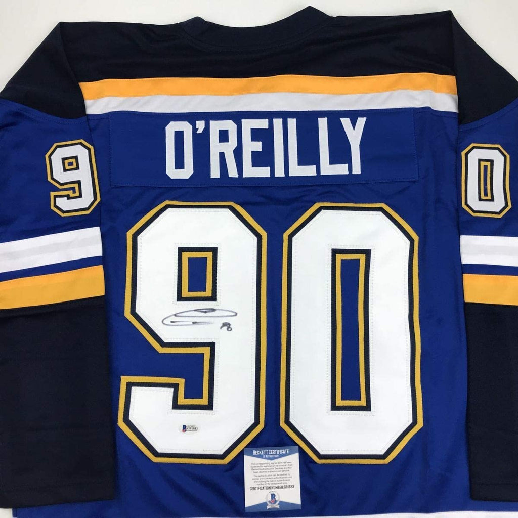 Autographed/Signed Ryan O'Reilly St. Louis Blue Hockey Jersey Beckett BAS COA
