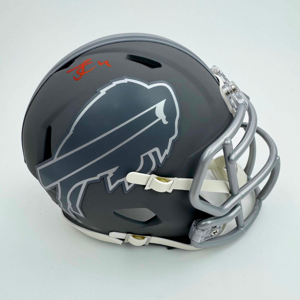 Autographed/Signed James Cook Buffalo Bills Slate Mini Football Helmet JSA COA