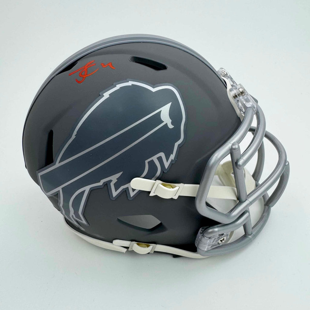 Autographed/Signed James Cook Buffalo Bills Slate Mini Football Helmet JSA COA