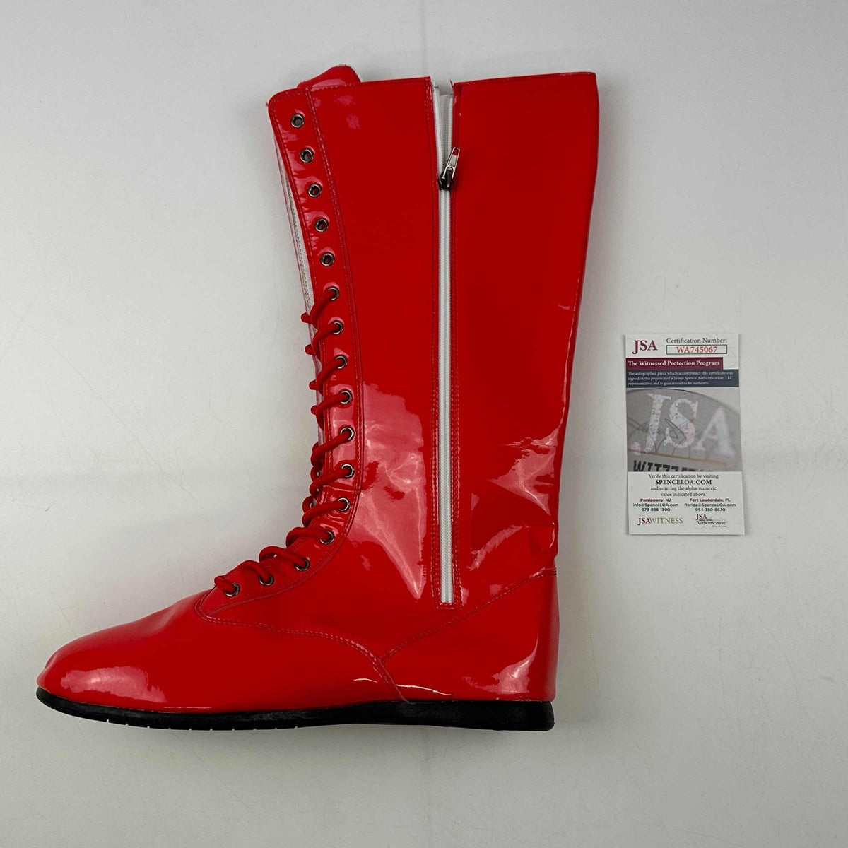 Autographed/Signed Hulk Hogan Red WWE WWF Wrestling Boot/Shoe JSA COA Auto