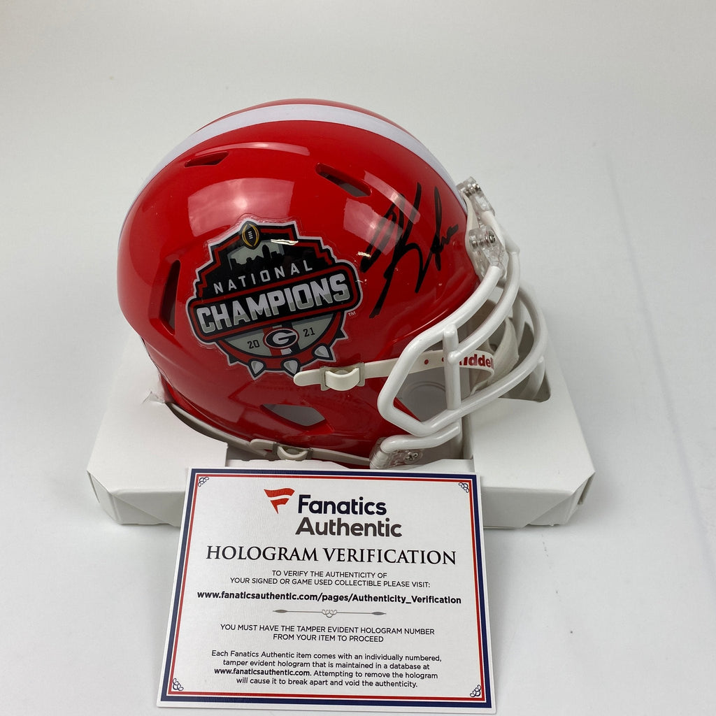 Autographed/Signed Kirby Smart Georgia Bulldogs 2021 National Champions Mini College Football Helmet Fanatics COA