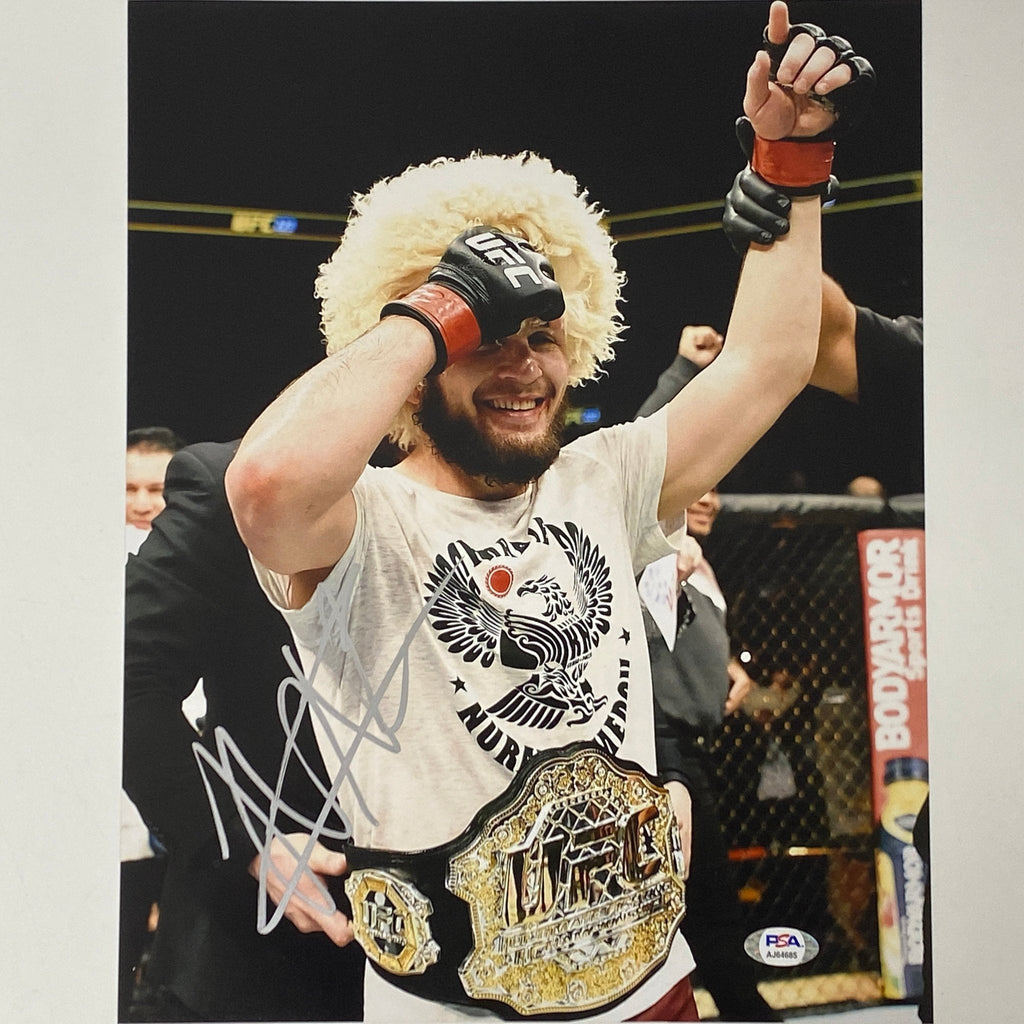 Autographed/Signed Khabib Nurmagomedov UFC MMA Ultimate Fighting 11x14 Photo PSA/DNA COA