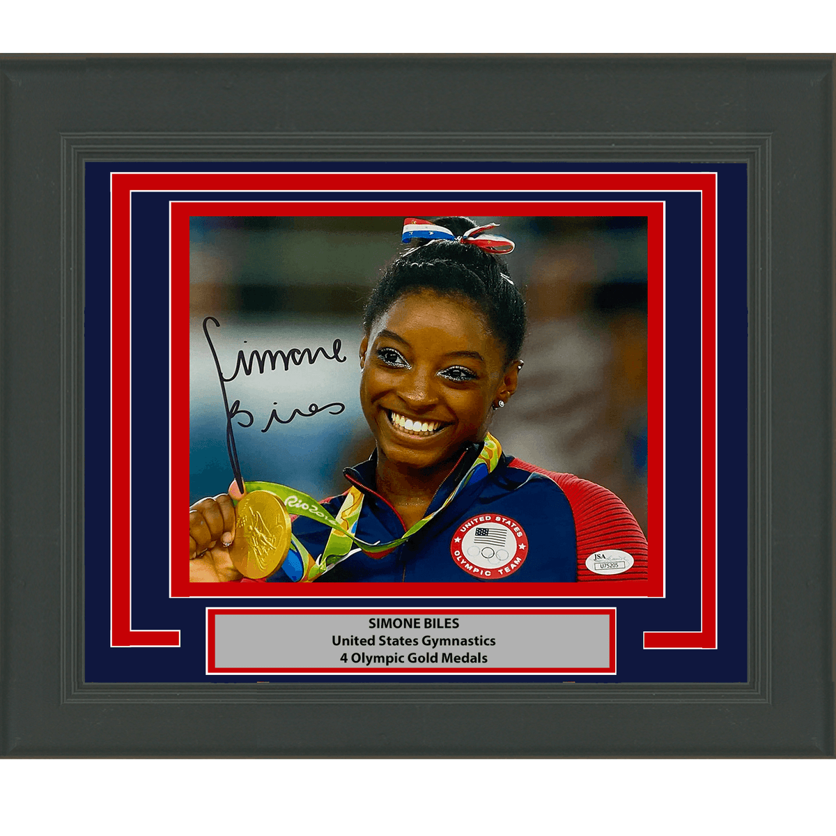 Framed Autographed/Signed Simone Biles Olympic Gymnast 8x10 Gymnastics Photo Beckett BAS COA #12