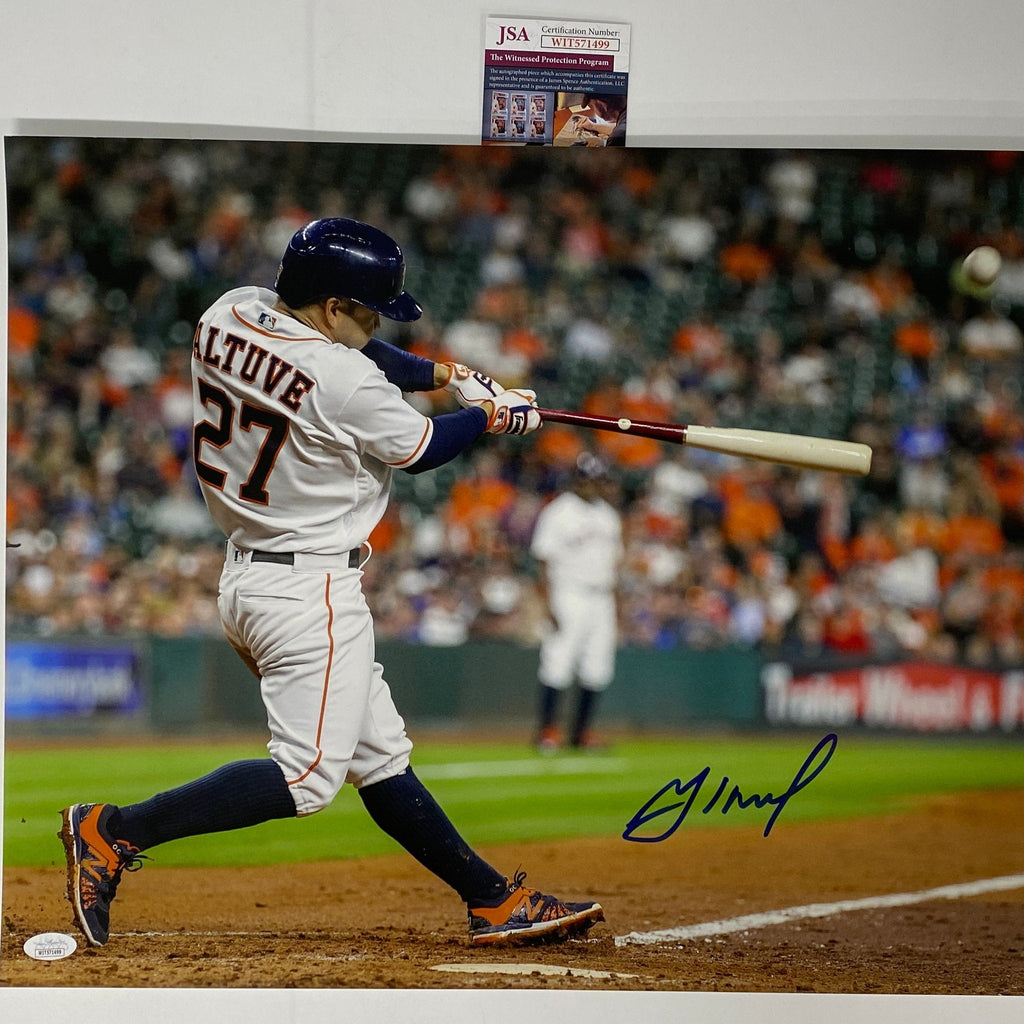 Autographed/Signed Jose Altuve Houston Astros 16x20 Baseball Photo JSA COA #2