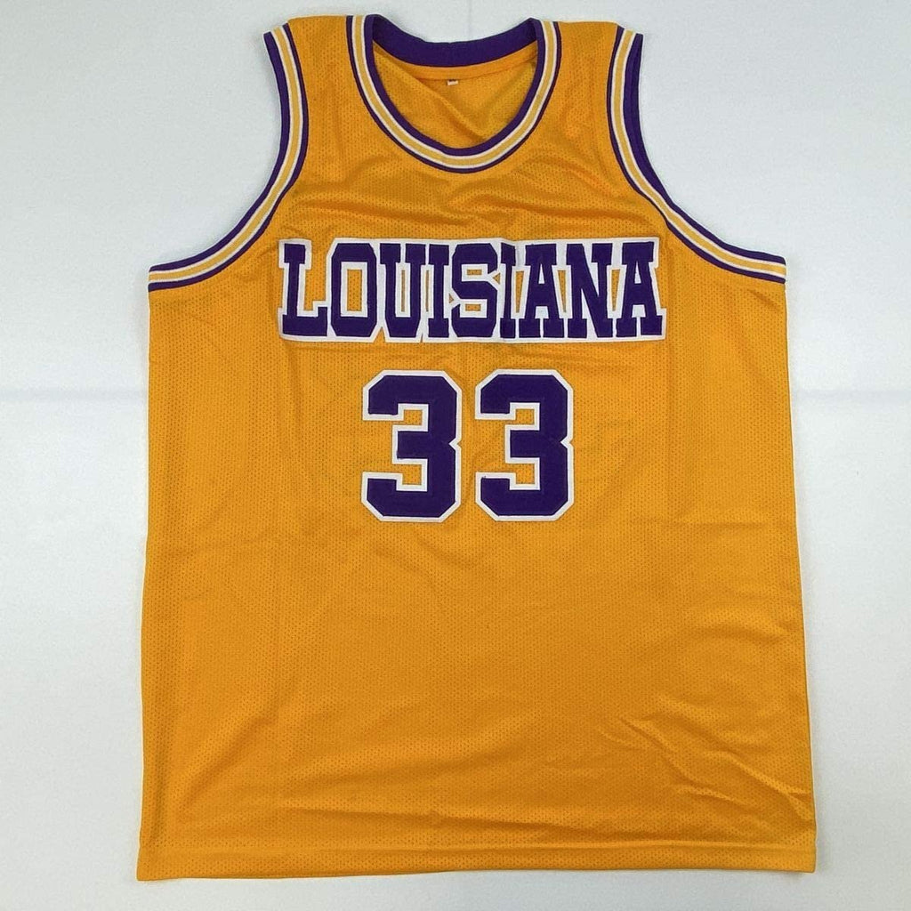 Autographed/Signed Shaquille Shaq O'Neal LSU Yellow Basketball Jersey Beckett BAS COA