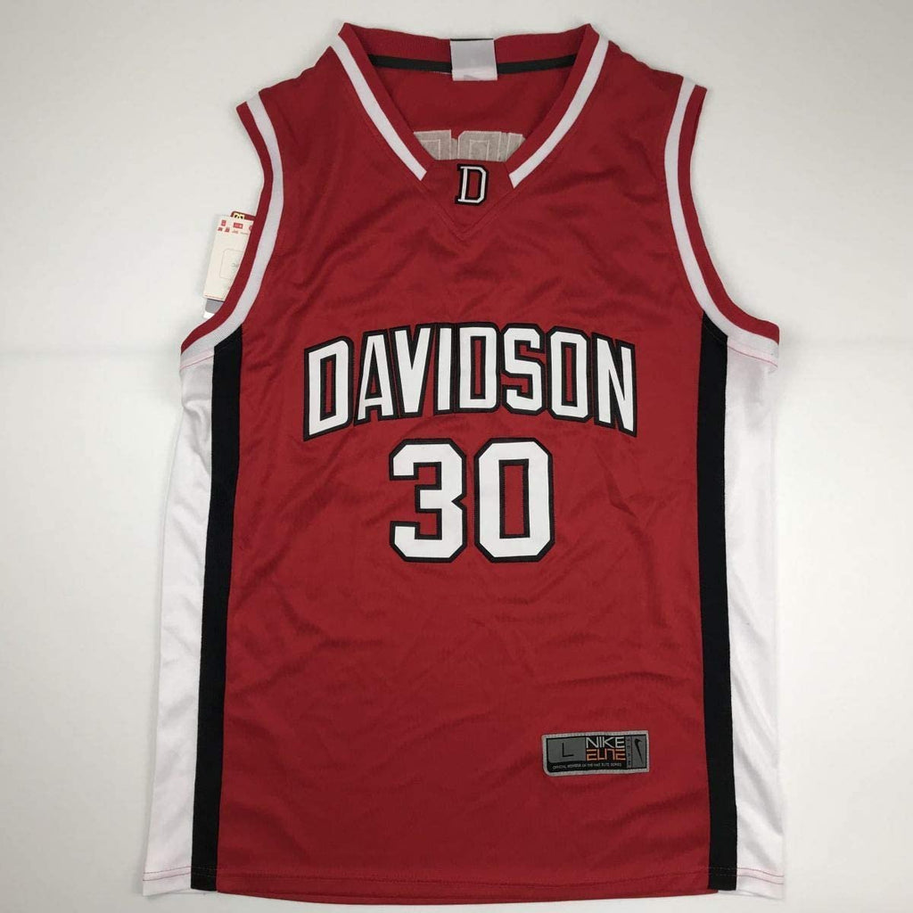 Autographed/Signed Stephen Steph Curry Davidson Wildcats Red Basketball Jersey JSA COA/LOA