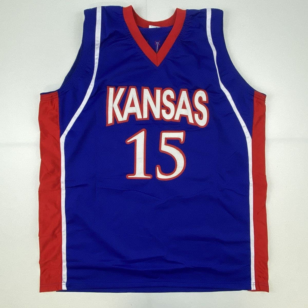 Autographed/Signed Mario Chalmers Kansas Blue College Basketball Jersey JSA COA