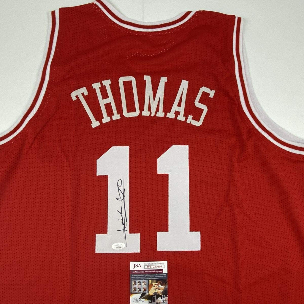 Autographed/Signed Isiah Thomas Indiana Red Basketball Jersey JSA COA