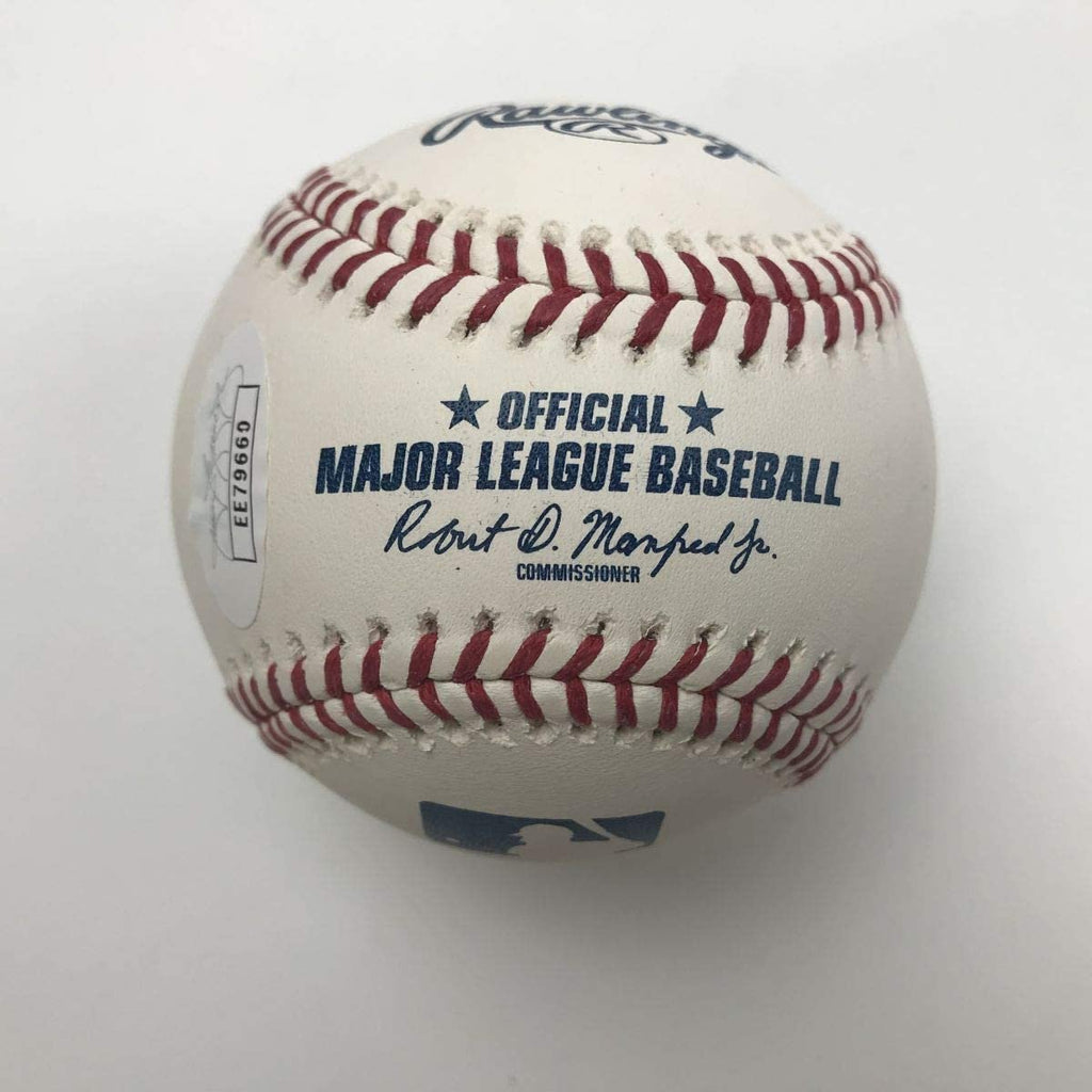 Autographed/Signed Edwin Encarnacion Yankees Rawlings Official Major League Baseball ROML JSA COA