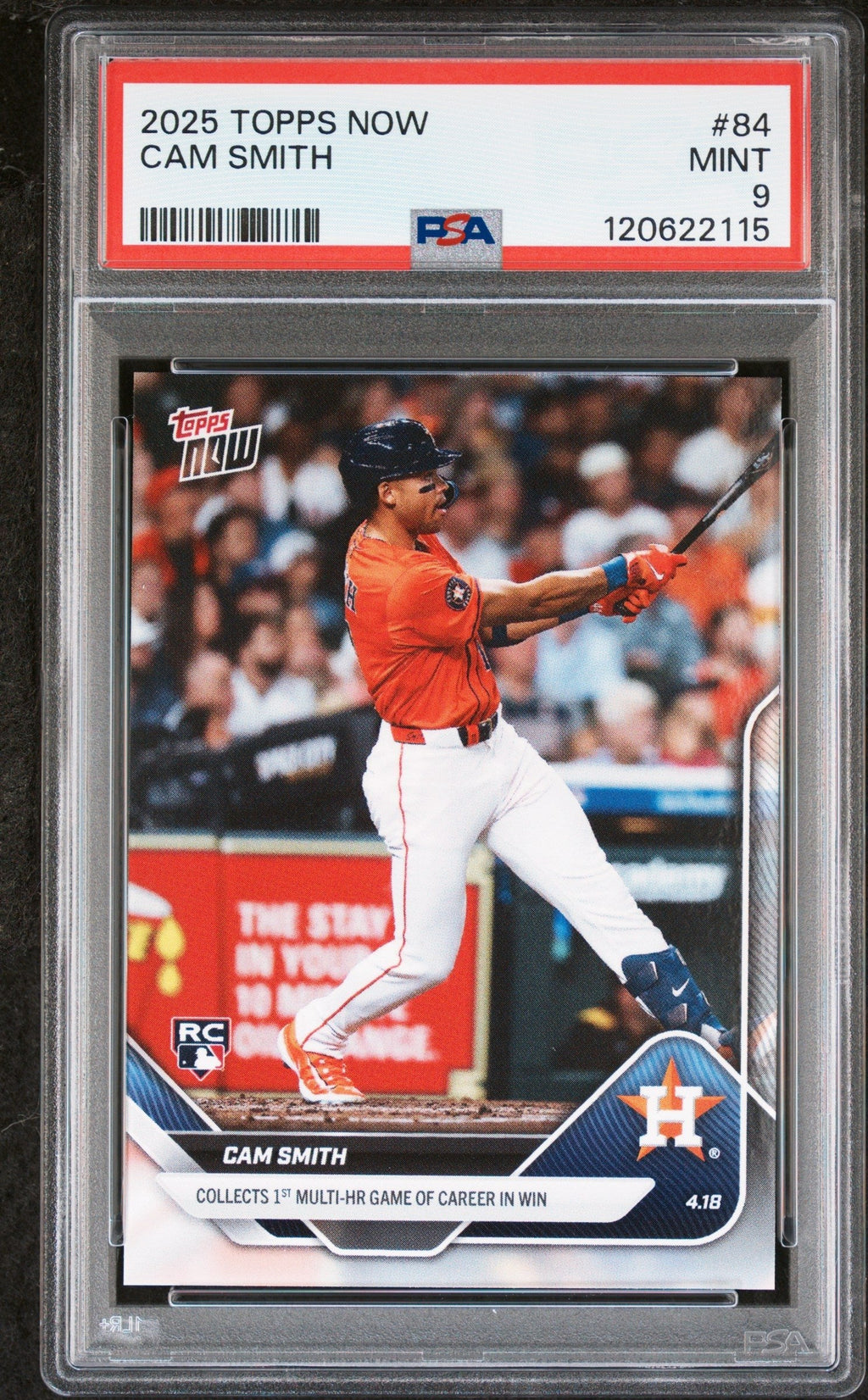 Graded 2025 Topps Now Cam Smith #84 Rookie RC Baseball Card PSA 9 Mint