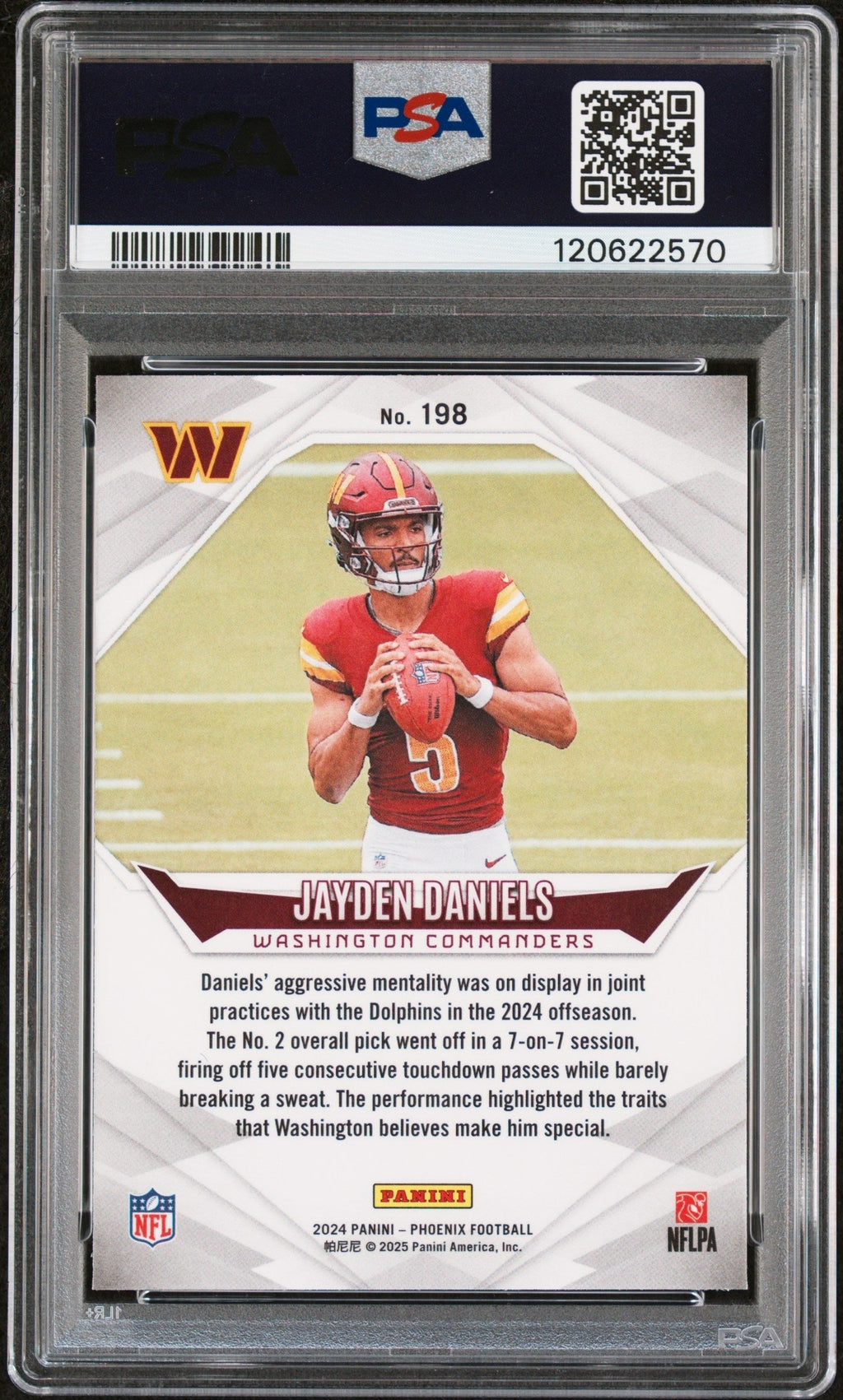 Graded 2024 Panini Phoenix Jayden Daniels #198 Rookie RC Football Card PSA 9 Mint