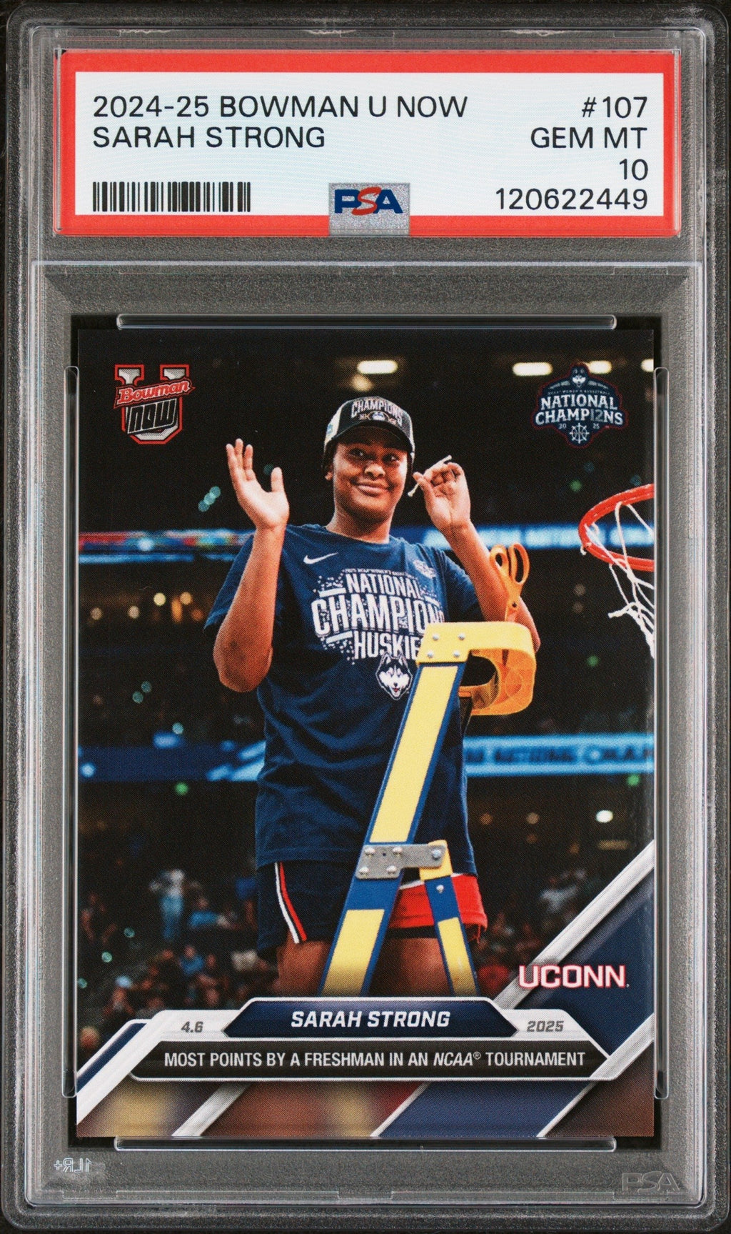 Graded 2024-25 Bowman U Now Sarah Strong #107 Rookie RC Basketball Card PSA 10 Gem Mint