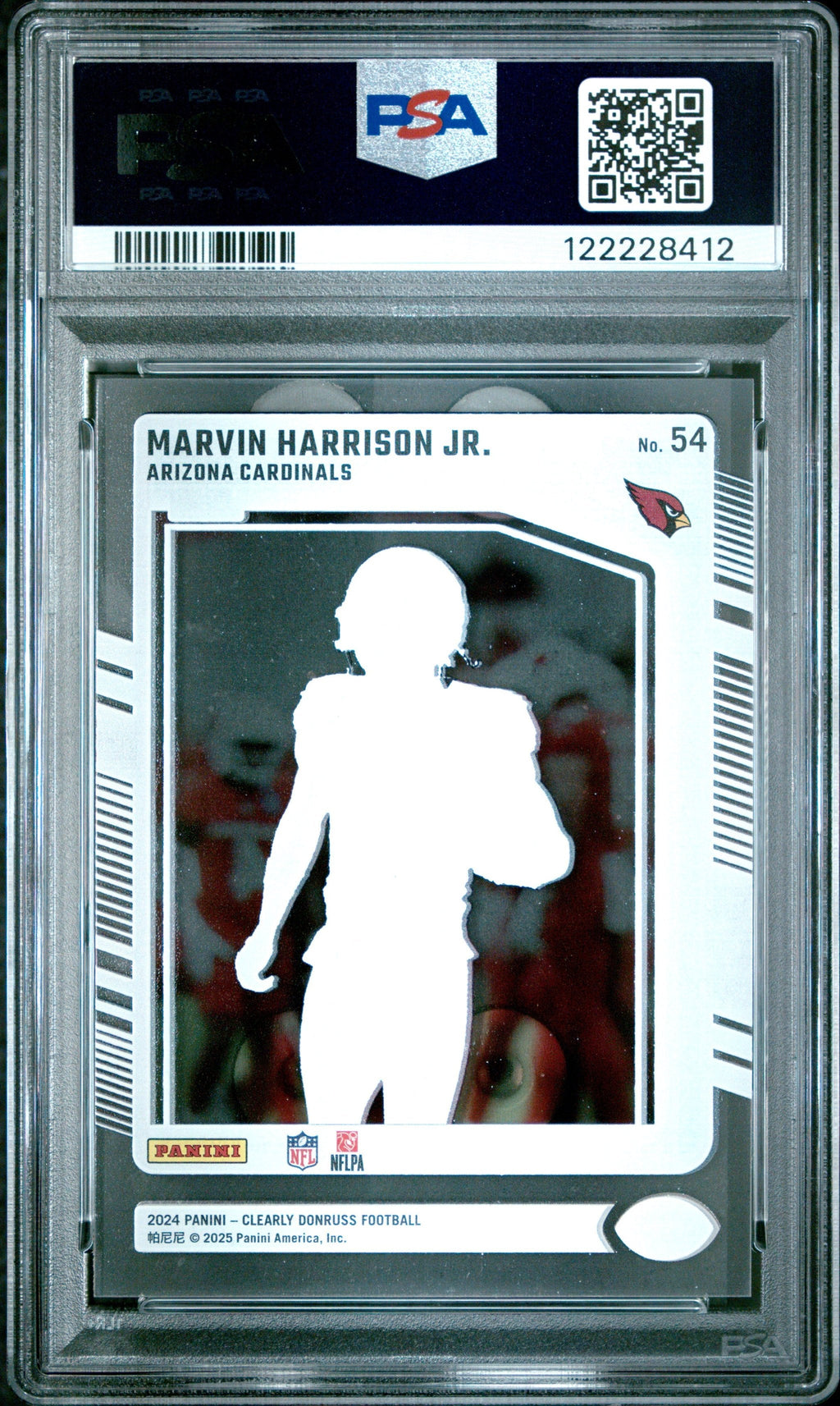 Graded 2024 Panini Clearly Donruss Marvin Harrison Jr #54 Rookie RC Football Card PSA 9 Mint