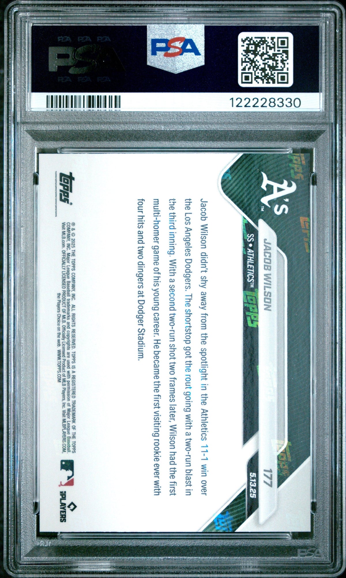Graded 2025 Topps Now Jacob Wilson #177 Rookie RC Baseball Card PSA 10 Gem Mint