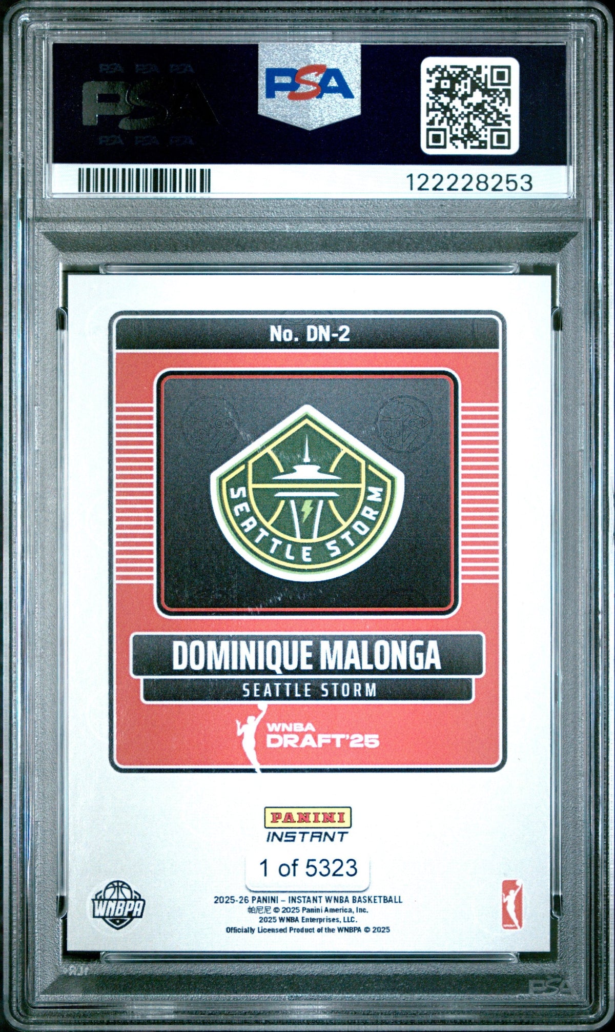 Graded 2025 Panini Instant Dominque Malonga #DN2 Draft Night Rookie RC Basketball Card PSA 8 Near Mint