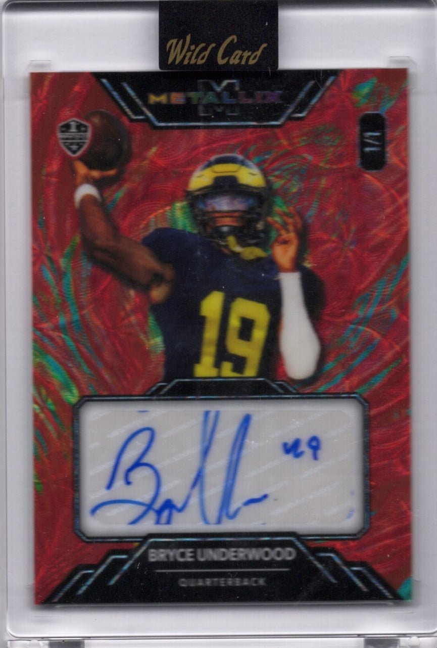 2025 Wild Card Metallix Bryce Underwood #WMMFABU Red Auto 1/1 Michigan Wolverines Rookie RC Football Card