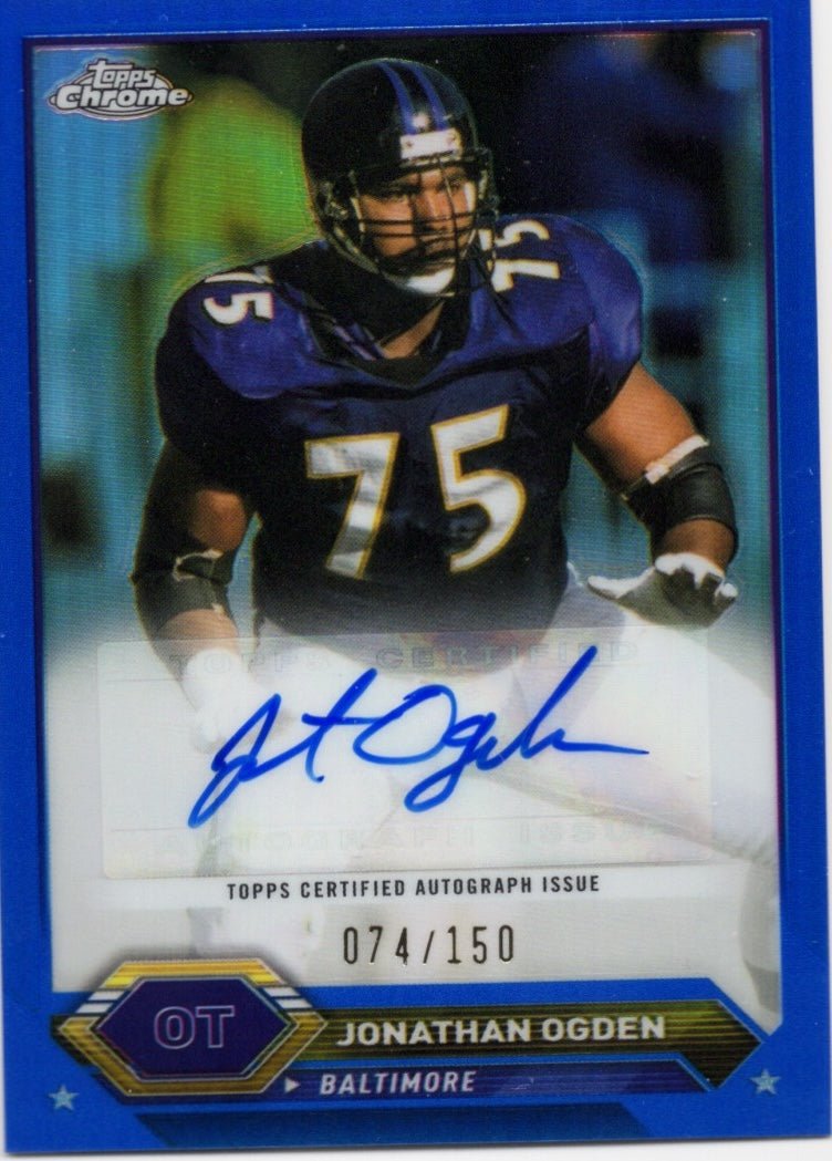 2024 Topps Chrome Composite Jonathan Ogden #TCAJO Blue Auto /150 Baltimore Ravens Football Card