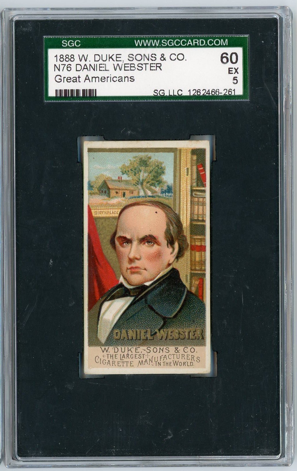 Graded 1888 N76 W. Duke, Sons & Co. Great Americans #WEBSTER Daniel Webster Baseball Tobacco Card SGC 5