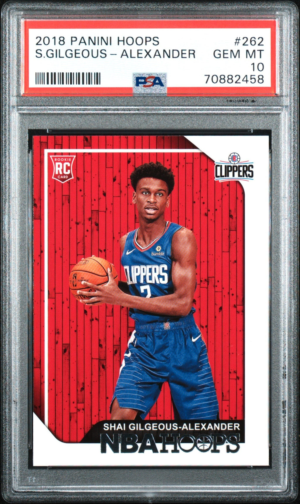 Graded 2018 Panini Hoops Shai Gilgeous-Alexander #262 Rookie RC Basketball Card PSA 10 Gem Mint