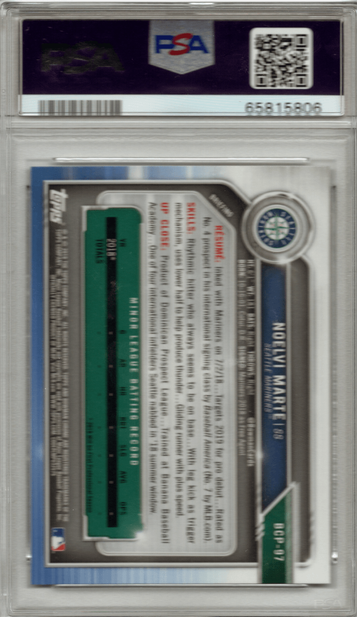 Graded 2019 Topps Bowman Noelvi Marte #97 Prospects Chrome Rookie RC Baseball Card PSA 10 Gem Mint