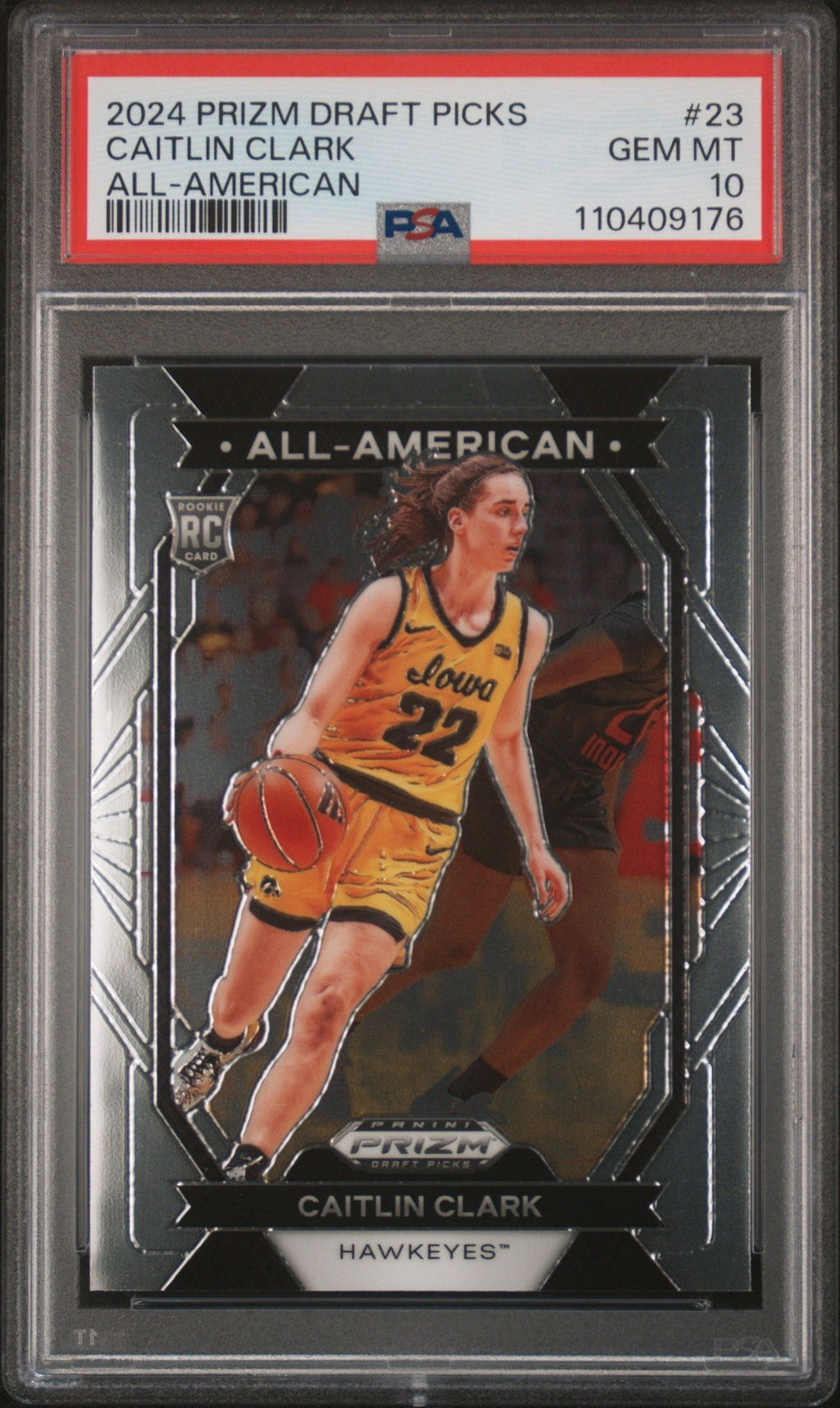 Graded 2024 Panini Prizm Draft Picks Caitlin Clark #23 All American Rookie RC Basketball Card PSA 10 Gem Mint