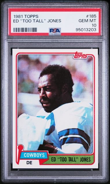 Graded 1981 Topps Ed "Too Tall" Jones #185 Football Card PSA 10 Gem Mint