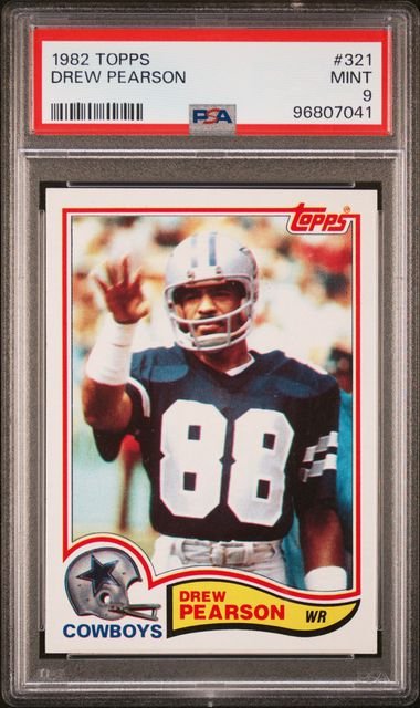 Graded 1982 Topps Drew Pearson #321 Football Card PSA 9 Mint