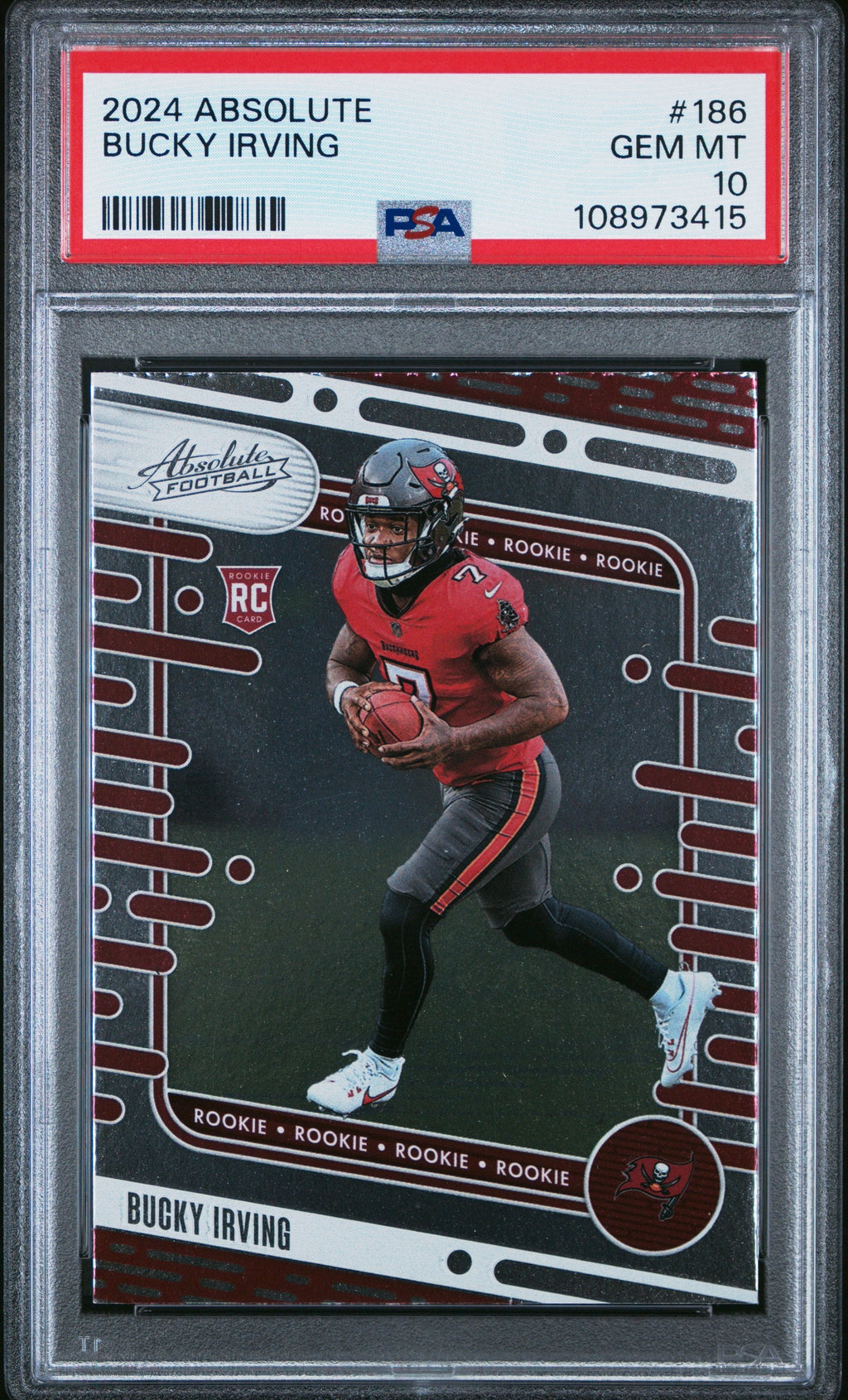 Graded 2024 Panini Absolute Bucky Irving #186 Rookie RC Football Card PSA 10 Gem Mint