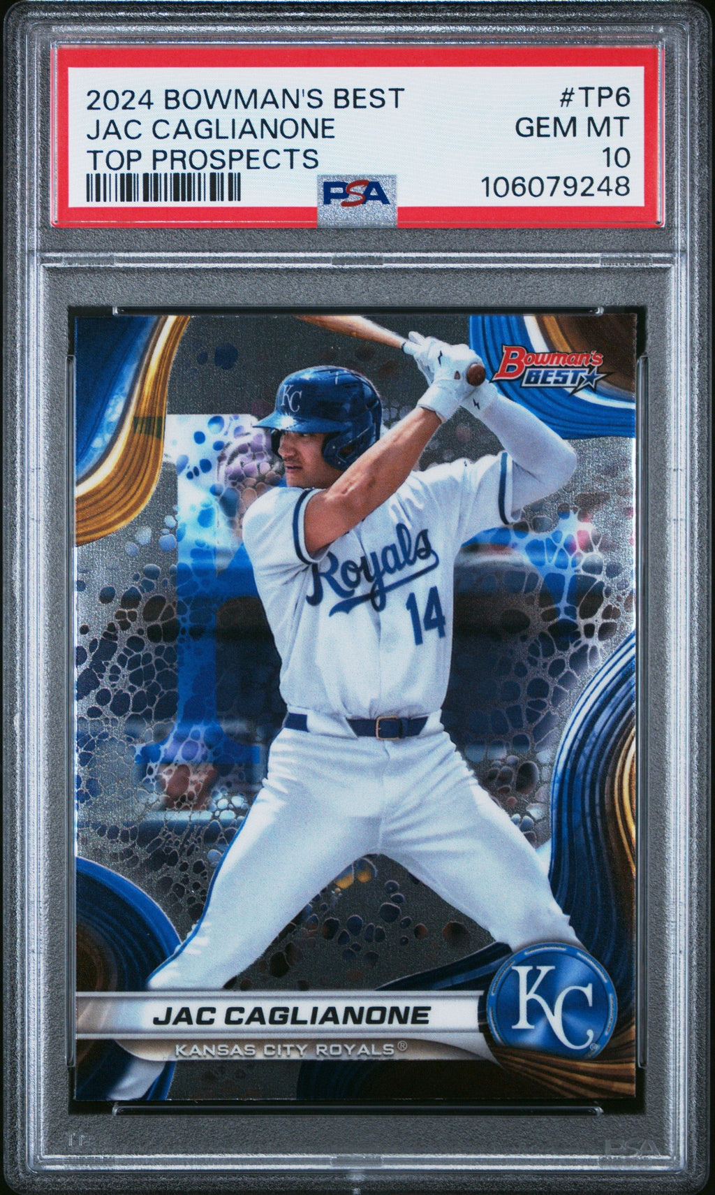 Graded 2024 Topps Bowmans Best Jac Caglianone #TP6 Top Prospects Rookie RC Baseball Card PSA 10 Gem Mint