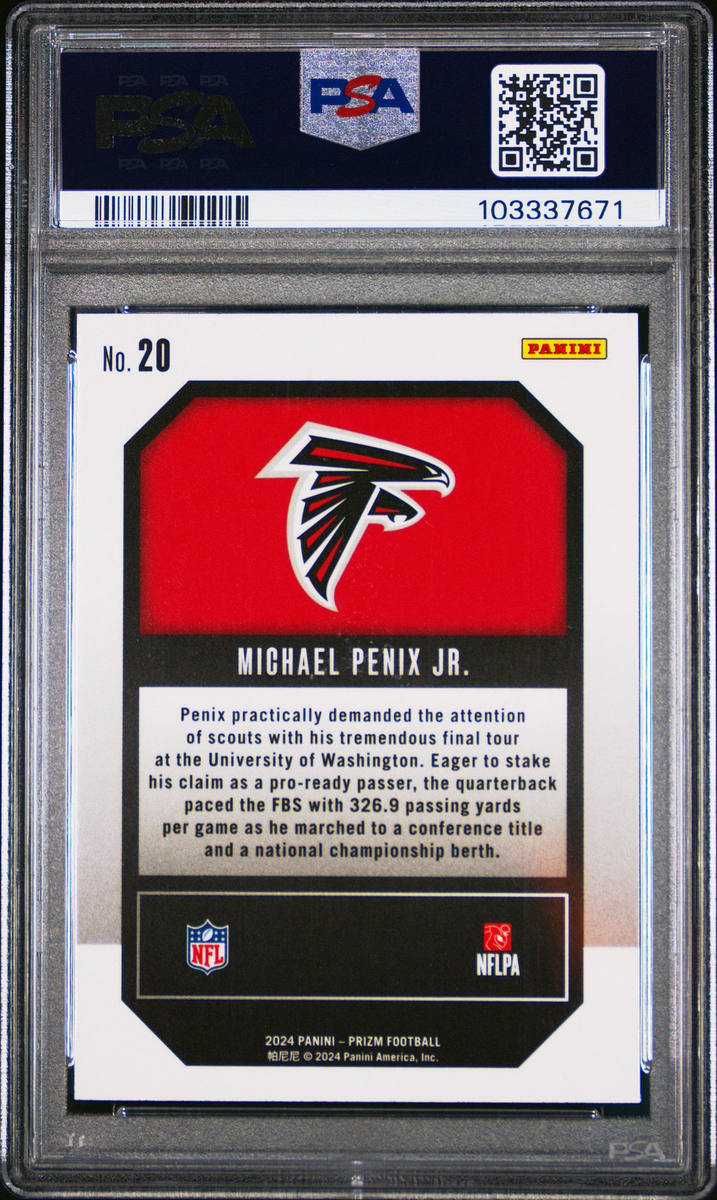 Graded 2024 Panini Prizm Michael Penix Jr #20 Emergent Rookie RC Football Card PSA 6 Ex Mint