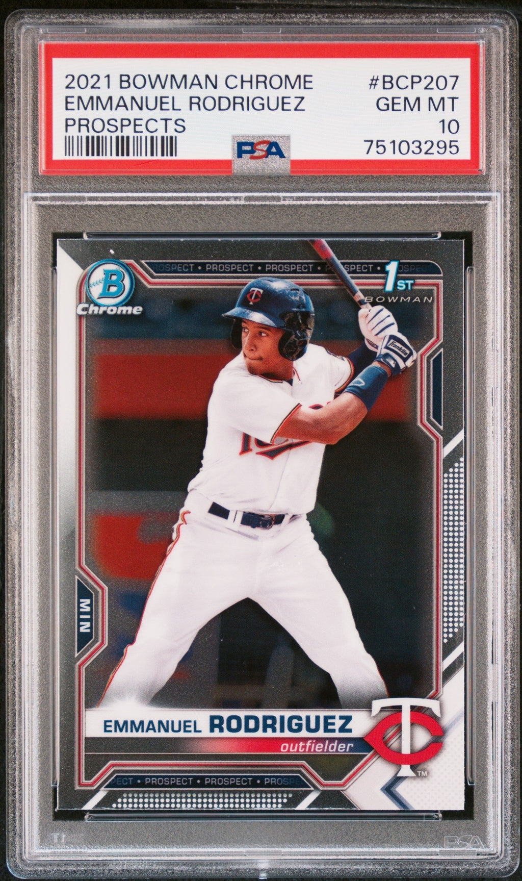 Graded 2021 Topps Bowman Chrome Emmanuel Rodriguez #BCP207 Prospects Rookie RC Baseball Card PSA 10 Gem Mint