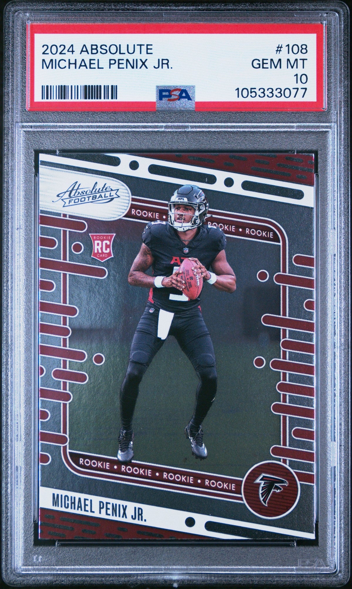 Graded 2024 Panini Absolute Michael Penix Jr #108 Rookie RC Football Card PSA 10 Gem Mint