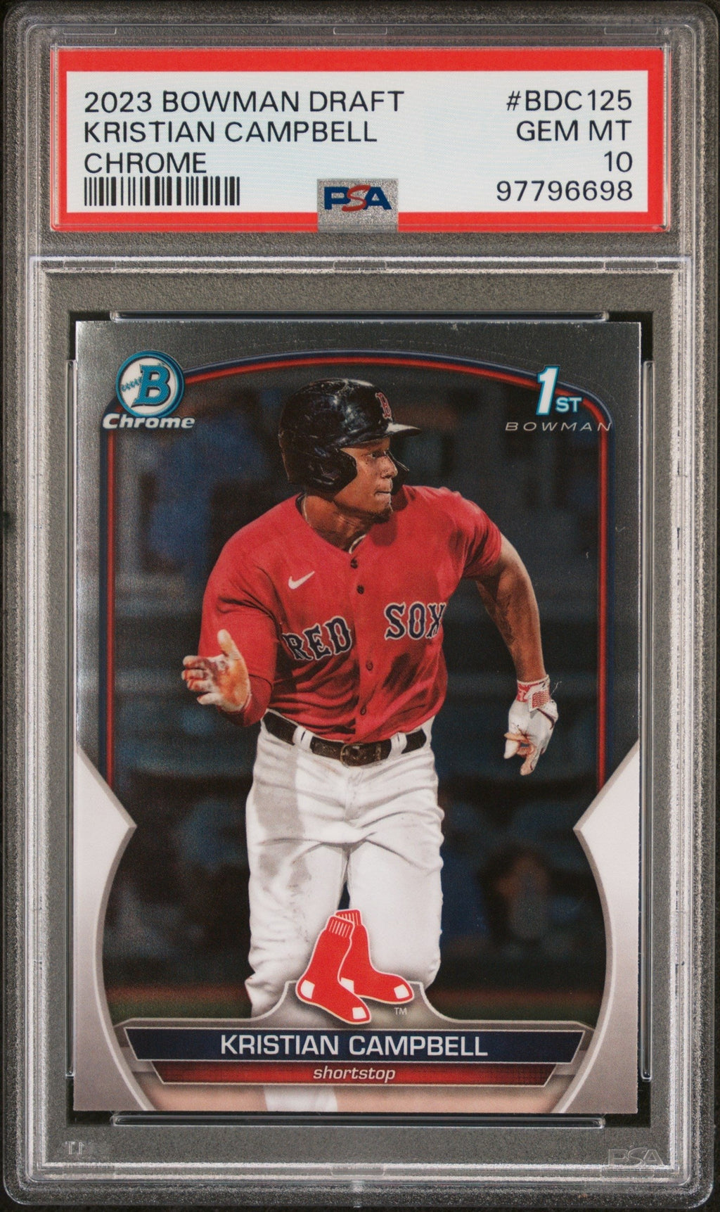 Graded 2023 Topps Bowman Draft Kristian Campbell #BDC125 Chrome Rookie RC Baseball Card PSA 10 Gem Mint