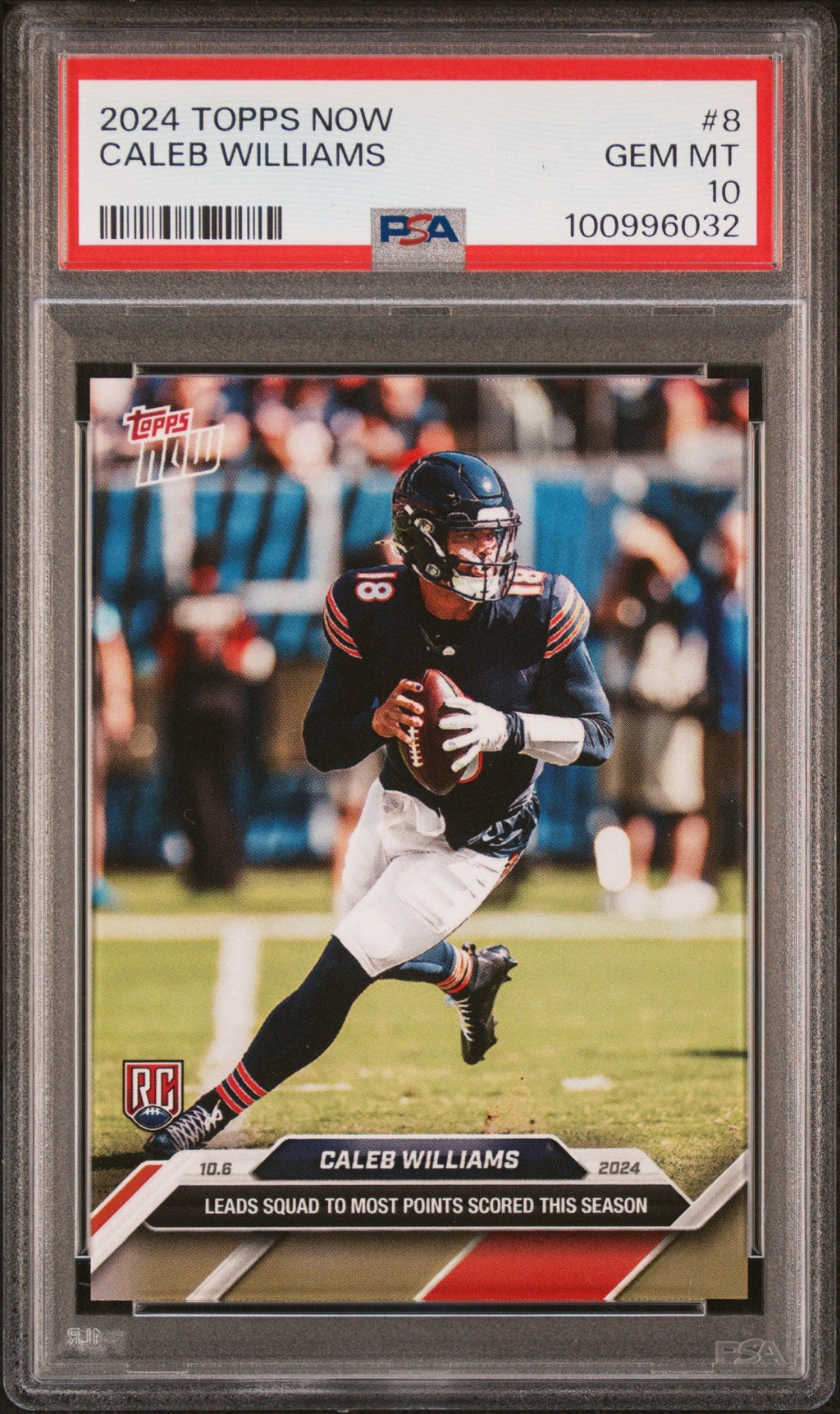 Graded 2024 Topps Now Caleb Williams #8 Rookie RC Football Card PSA 10 Gem Mint