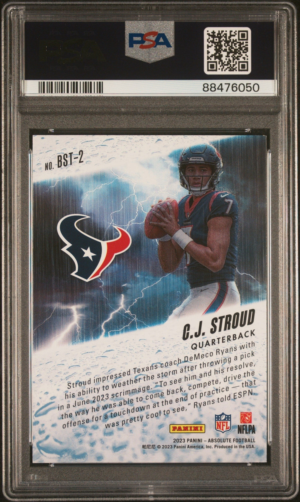 Graded 2023 Panini Absolute CJ Stroud #BST2 By Storm Rookie RC Football Card PSA 10 Gem Mint