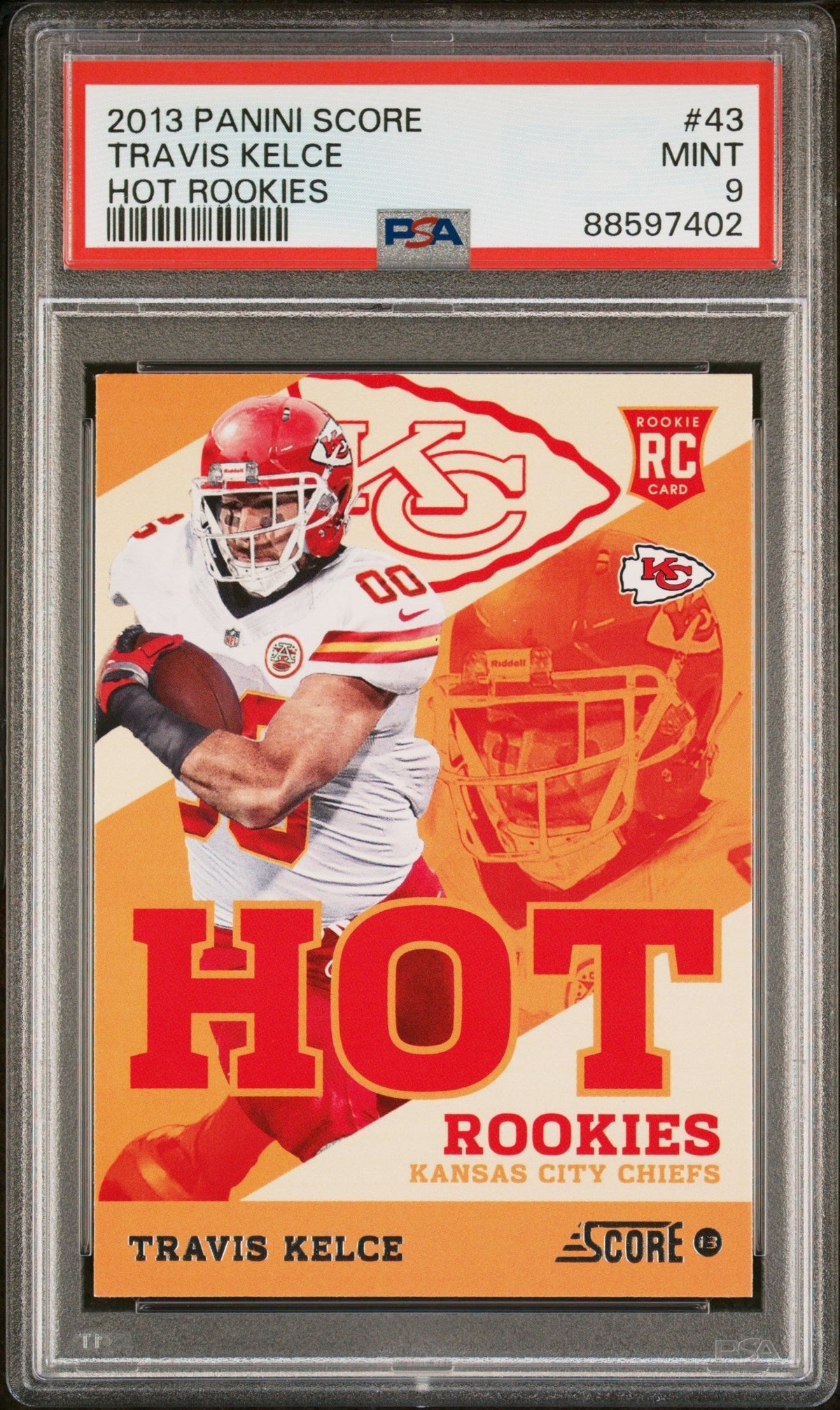 Graded 2013 Panini Score Travis Kelce #43 Hot Rookies RC Football Card PSA 9 Mint