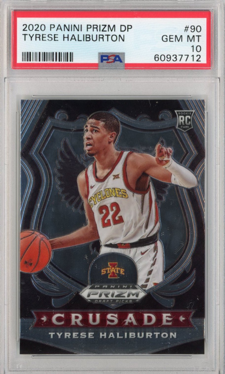 Graded 2020-21 Panini Prizm Draft Picks DP Tyrese Haliburton #90 Crusade Rookie RC Basketball Card PSA 10 Gem Mint