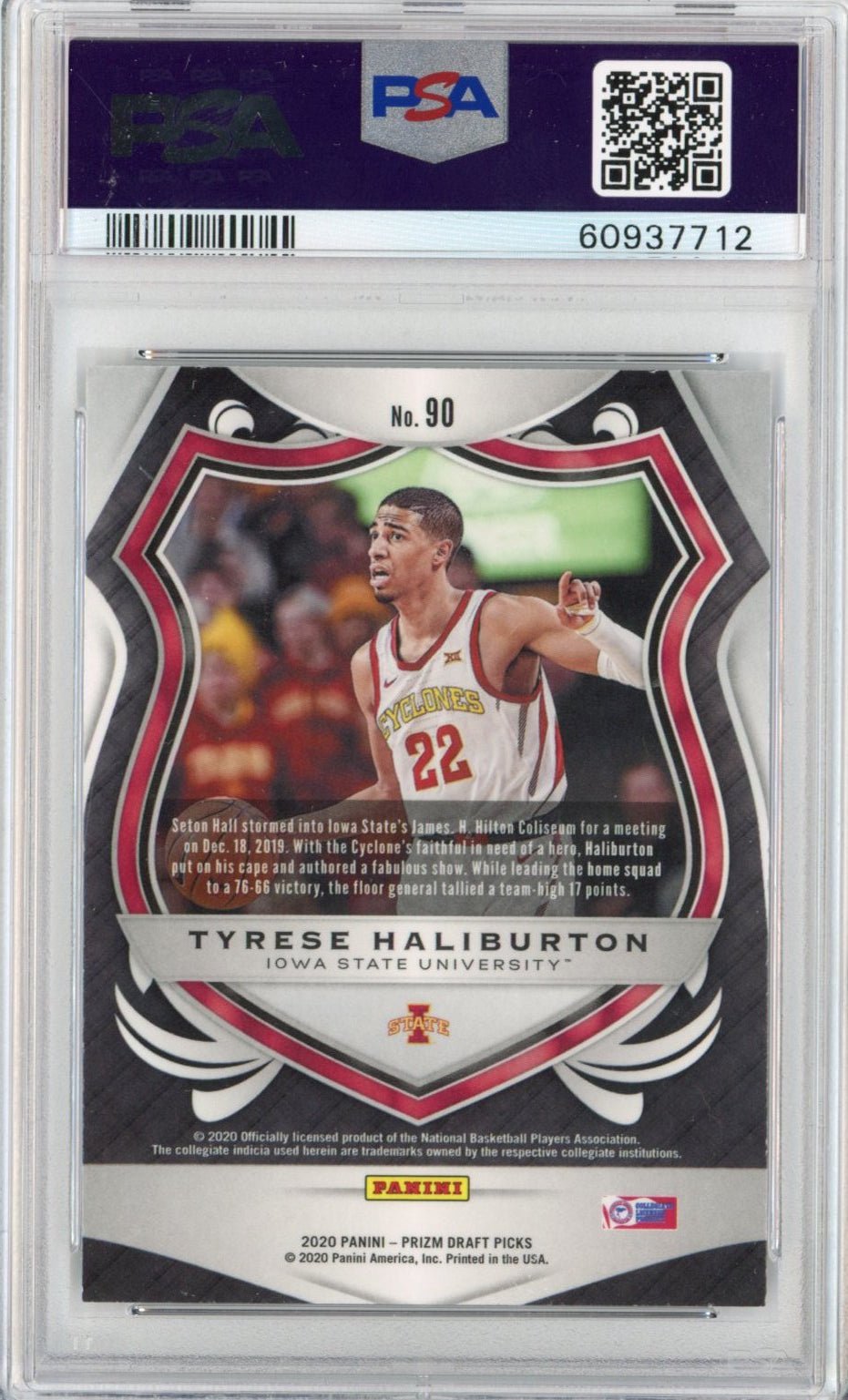 Graded 2020-21 Panini Prizm Draft Picks DP Tyrese Haliburton #90 Crusade Rookie RC Basketball Card PSA 10 Gem Mint