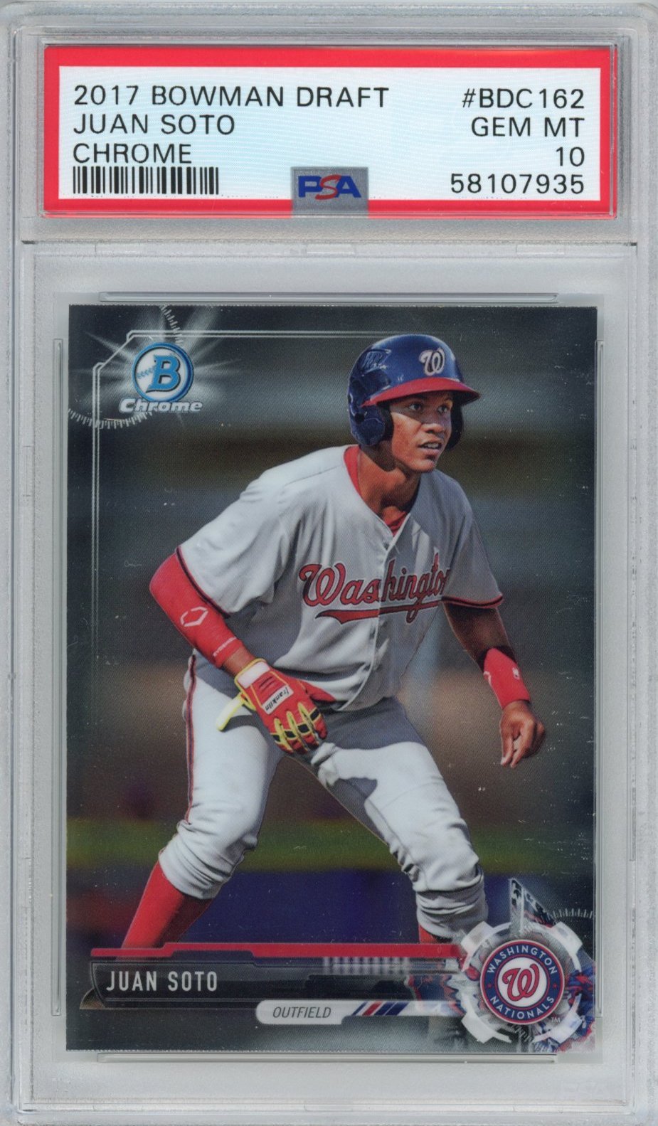 Graded 2017 Bowman Draft Chrome Juan Soto #BDC162 Rookie RC Baseball Card PSA 10 Gem Mint