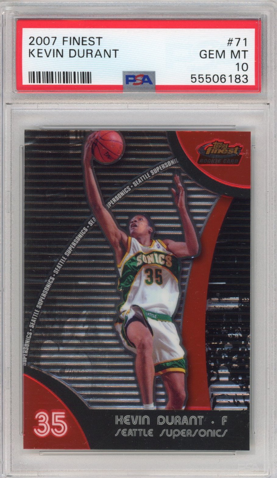 Graded 2007-08 Topps Finest Kevin Durant #71 Rookie RC Basketball Card PSA 10 Gem Mint