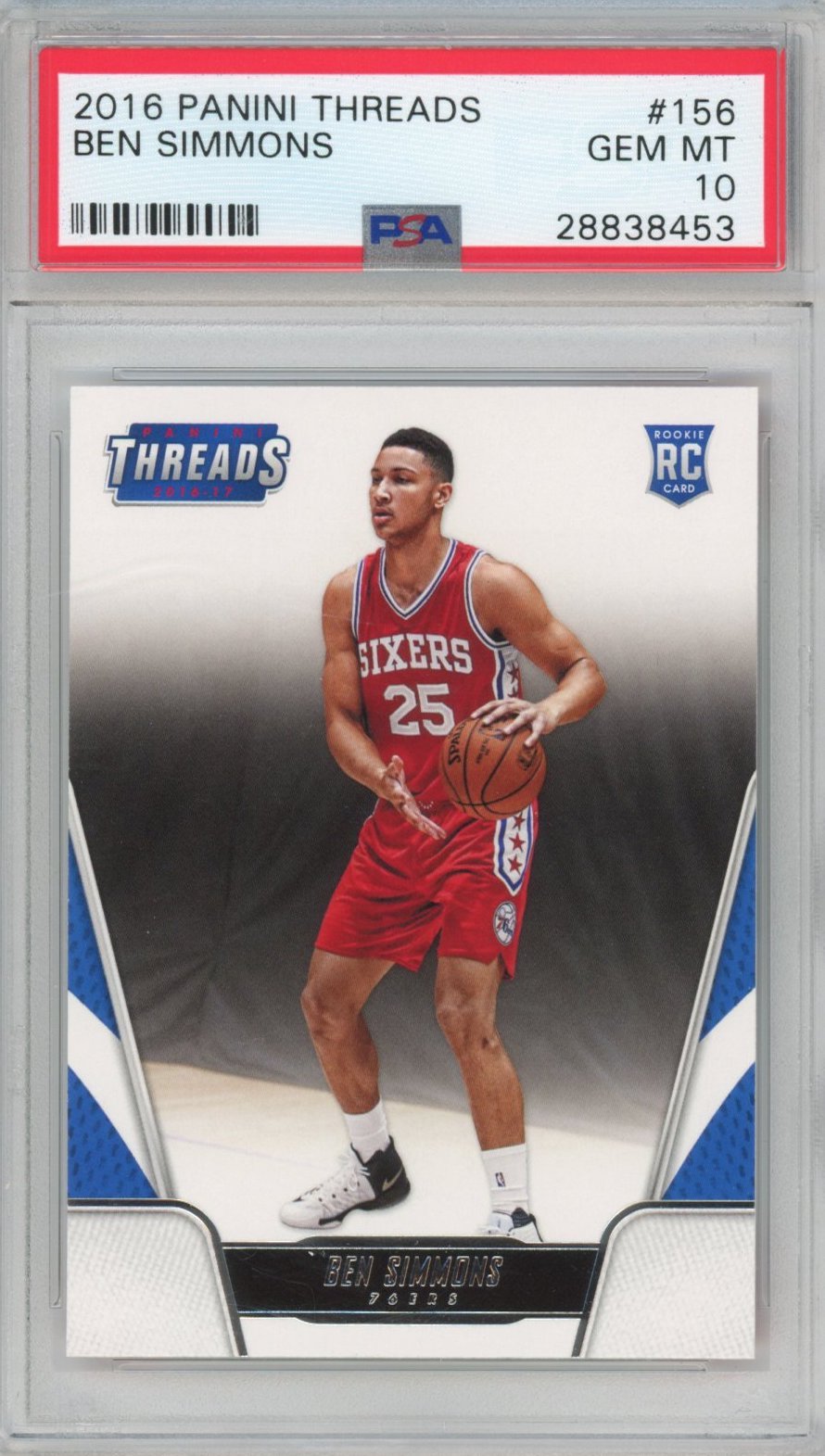 Graded 2016-17 Panini Threads Ben Simmons #156 Rookie RC Basketball Card PSA 10 Gem Mint